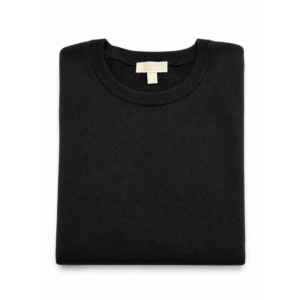 Michael Kors Womens XL Black Knit Crewneck Sweater High Low Hem RN111818
